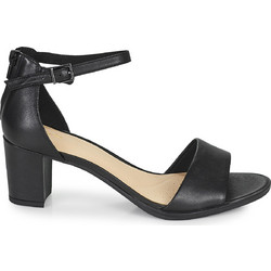 Clarks Γυναικεία Πέδιλα Δερμάτινα Μαύρα με Χοντρό Χαμηλό Τακούνι 26158453