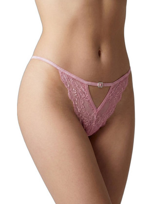 Milena By Paris Γυναικείο Sexy String με Δαντέλα Ροζ 7754