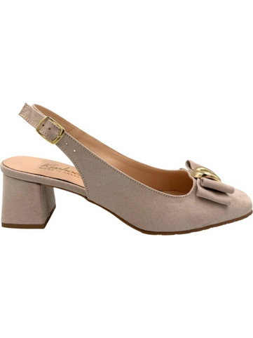 Blondie Γόβες Slingback με Λεπτό Χαμηλό Τακούνι & Φιόγκο Μπεζ 1410
