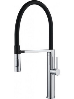 Interflex Genius 087754 Μπαταρία Κουζίνας Πάγκου Διπλής Παροχής Ανάμεικτη με Εύκαμπτο Ρουξούνι Inox