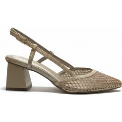Menbur Γόβες Slingback Δερμάτινες με Χοντρό Χαμηλό Τακούνι Χρυσές 78000