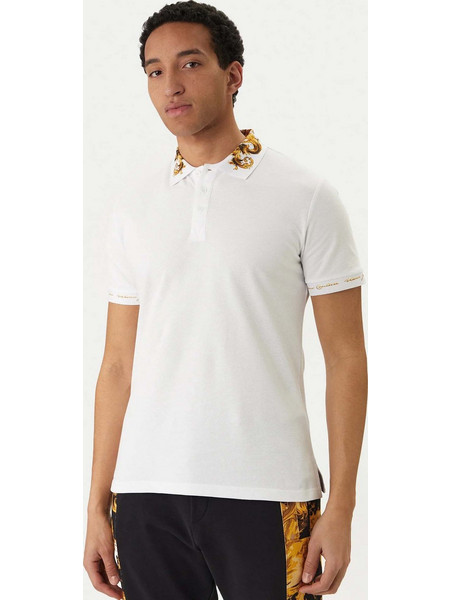 Versace Ανδρική Μπλούζα Polo Κοντομάνικη Λευκή 80GAGT1280UP621-G03