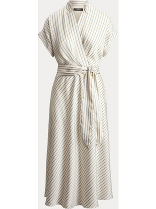 Polo Ralph Lauren Midi Καλοκαιρινό Καθημερινό Φόρεμα Κρουαζέ Εκρού 200P08876001