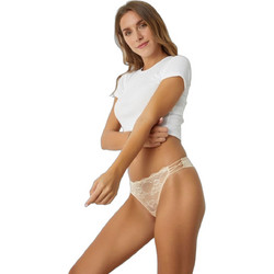Norddiva Deluxe Γυναικείο String με Δαντέλα Μπεζ