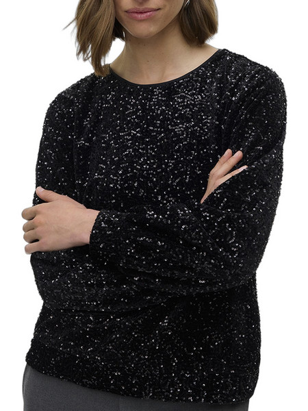 Vero Moda Γυναικείο Χειμερινό Top με Παγιέτες Μαύρο 10338090