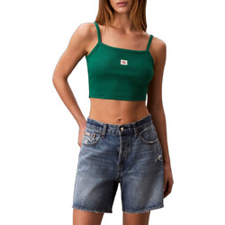 Calvin Klein Γυναικείο Καλοκαιρινό Crop Top Ριπ Πράσινο LV047F221G-L4G