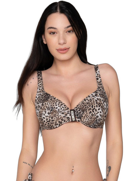 Luna Bikini Top με Ενίσχυση Animal Print Καφέ 94805