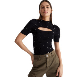 Liu Jo Γυναικείο Χειμερινό Top Ριπ με Στρας Μαύρο CF3024MS49I-22222