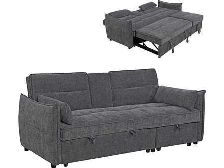 FreeBox Τριθέσιος Καναπές Κρεβάτι Γκρι 208x86x85cm 0509901