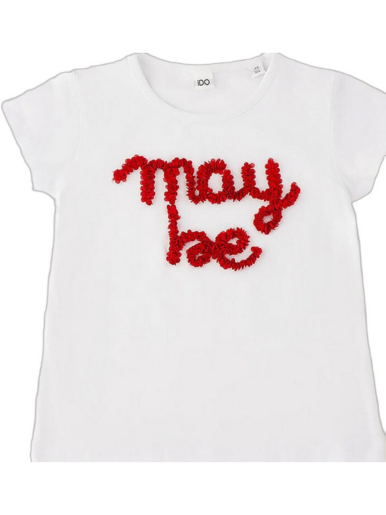 iDo Παιδικό T-Shirt Κοντομάνικο Λευκό Κόκκινο 4G354