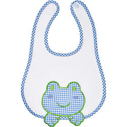 BunnyBebe Βατραχάκι Αδιάβροχη Σαλιάρα Υφασμάτινη με Αυτοκόλλητο Λευκή Μπλε