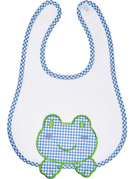 BunnyBebe Βατραχάκι Αδιάβροχη Σαλιάρα Υφασμάτινη με Αυτοκόλλητο Λευκή Μπλε