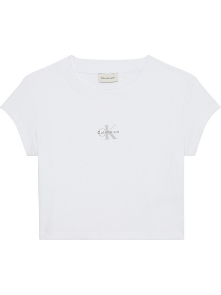 Calvin Klein Γυναικείο Καλοκαιρινό Crop Top Ριπ Λευκό LV047AB802-YAA