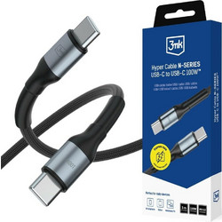 3mk Braided USB-C to USB-C 100W 3m Black 5903108758208