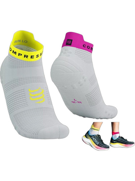 Compressport Pro Racing Ανδρικές Κάλτσες Κοντές με Σχέδια Λευκές 7505-T2-39-41