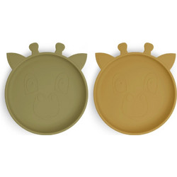 Nuuroo Akila Πιάτο Σιλικόνης Olive Green/Dusty Yellow 2τμχ