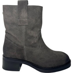 Steve Madden Γυναικεία Μποτάκια Αστραγάλου Suede Ανθρακί με Χοντρό Χαμηλό Τακούνι 11004915-03002-482