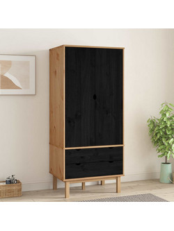 vidaXL Δίφυλλη Ντουλάπα Ρούχων Μαύρη 76.5x53x172cm 42041752