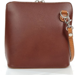 Passaggio Leather Γυναικείο Τσαντάκι Χιαστί Δερμάτινο Καφέ με Στενό Λουρί 5669-KR-27