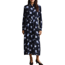 Gant Midi Καθημερινό Φόρεμα Floral Σεμιζιέ Μεταξωτό Navy Μπλε 3GW4503541-433