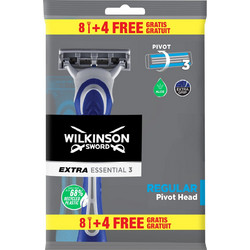 Wilkinson Sword Essentials 3 Ξυραφάκι μιας Χρήσης με 3 Λεπίδες & Λιπαντική Ταινία 12τμχ