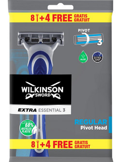 Wilkinson Sword Essentials 3 Ξυραφάκι μιας Χρήσης με 3 Λεπίδες & Λιπαντική Ταινία 12τμχ
