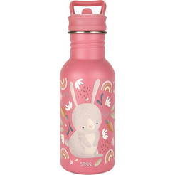 Sassi Fluffy The Rabbit Παιδικό Παγούρι Ανοξείδωτο με Καλαμάκι Ροζ 500ml
