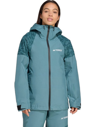 Adidas Terrex Xperior Γυναικείο Μπουφάν Χειμωνιάτικο Softshell Μακρύ Αδιάβροχο Μπλε JM3045