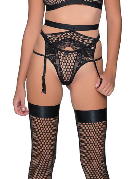 Milena By Paris Ζαρτιέρες με Δαντέλα See Through Μαύρες 5405