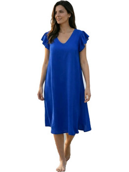 Free Move Midi Καλοκαιρινό Καθημερινό Φόρεμα Μεταξωτό Royal Blue 6185