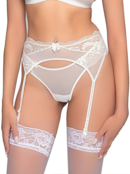 Milena By Paris Ζαρτιέρες με Δαντέλα See Through Λευκές 5408
