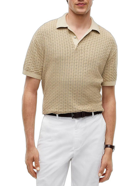 Tommy Hilfiger Ανδρική Μπλούζα Polo Κοντομάνικη Μπεζ MW0MW43246-RBT