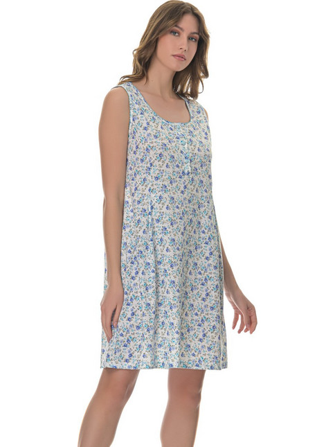PNN Nightwear Emily Νυχτικό Εγκυμοσύνης & Θηλασμού Βαμβακερό Καλοκαιρινό Μπλε 0251-0411-1