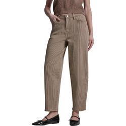 DKNY Ψηλόμεσο Υφασμάτινο Γυναικείο Παντελόνι Relaxed Εφαρμογή Καφέ DJ6A4131-GO9