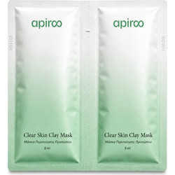 Apiro Clear Skin Clay Κρεμώδης Μάσκα Προσώπου για Ενυδάτωση με Άργιλο 2x8ml