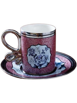 Stewe Home Σετ Φλιτζάνια Espresso & Ελληνικού Καφέ Πορσελάνης Ροζ 90ml 6τμχ