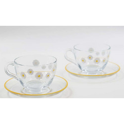 Hermia Fiona Σετ Φλιτζάνια Τσαγιού Γυάλινα Διαφανή 240ml 2τμχ 127RKL1213