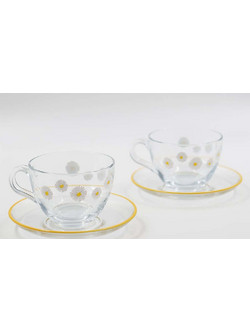 Hermia Fiona Σετ Φλιτζάνια Τσαγιού Γυάλινα Διαφανή 240ml 2τμχ 127RKL1213