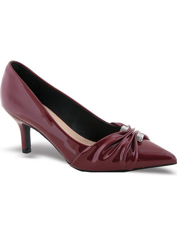 Zak Shoes Γόβες Λουστρίνι με Τακούνι Στιλέτο με Στρας Μπορντό SD38010