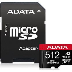 Adata High Endurance microSDXC 512GB Class 10 U3 V30 UHS-I A2 100MB/s + Adapter