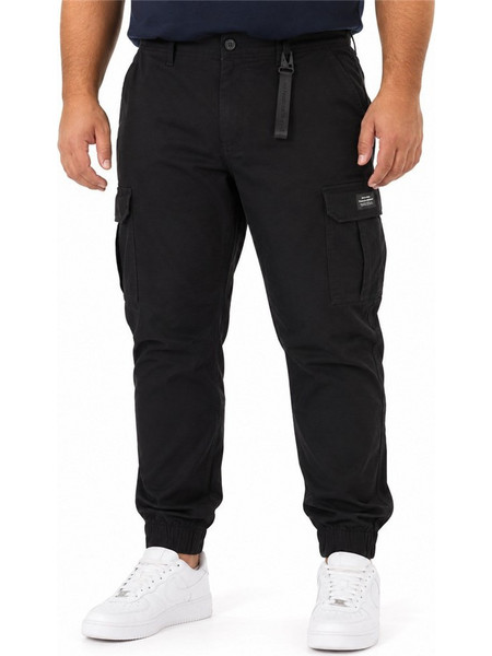 Double Ανδρικό Παντελόνι Cargo Joggers Ελαστικό Κανονική Εφαρμογή Μαύρο 262CCP-4130