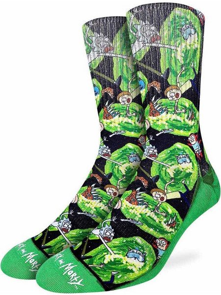 Good Luck Sock Rick and Morty Wormholes Ανδρικές Κάλτσες Ψηλές με Σχέδια Πολύχρωμες GLS-4257