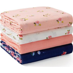 Momcozy Σετ Σελτεδάκια Μωρού από 100% Βαμβακερή Μουσελίνα Λευκά Ροζ Navy Μπλε 47x47cm 4τμχ