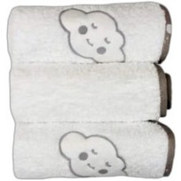 Baby Star Cloud Σετ Βρεφικές Λαβέτες Ώμου 100% Βαμβακερές Πετσετέ Λευκές Γκρι 30x30cm 3τμχ