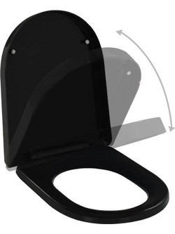 vidaXL Καπάκι Λεκάνης D-Shape Πλαστικό Soft Close Μαύρο 145022