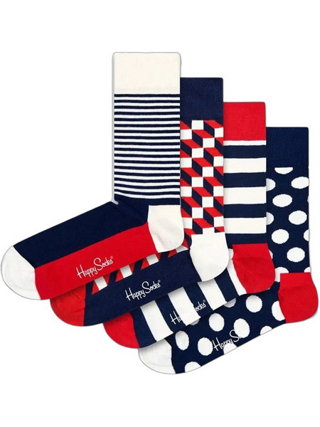 Happy Socks Ανδρικές Κάλτσες Ψηλές με Σχέδια Πολύχρωμες 4Pack XBDO09-6002