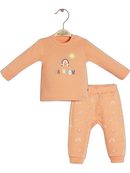 BiBaby Happy Rainbow Βρεφικό Σετ Φόρμας για Κορίτσι Χειμωνιάτικο Πορτοκαλί 59691