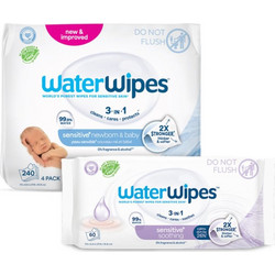 WaterWipes Sensitive Μωρομάντηλα με Νερό Χωρίς Οινόπνευμα Άρωμα & Parabens 5x60τμχ