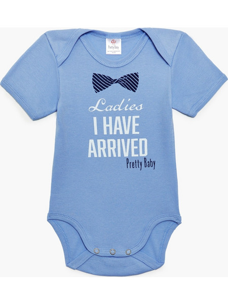 Pretty Baby Arrived Φορμάκι Εσώρουχο Κοντομάνικo για Αγόρι Γαλάζιο 34840-1-0