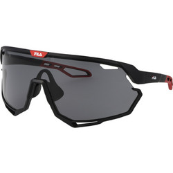 Fila SF1721 0U28 Ανδρικά Γυαλιά Ηλίου Μάσκα Κοκάλινα Μαύρα με Μαύρο Φακό